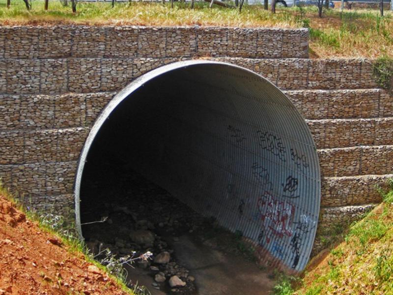 Gabion faced wall south australian bridge