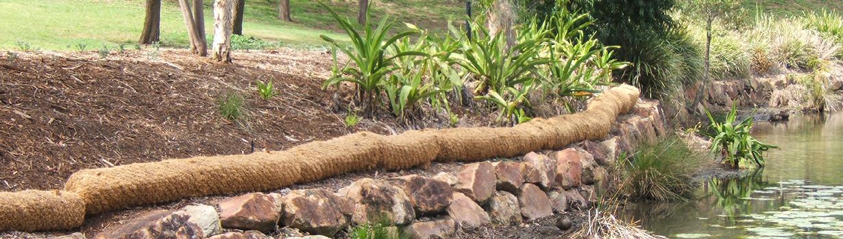 Coir Logs for Erosion & Silt Control - 2m x30cm dia.